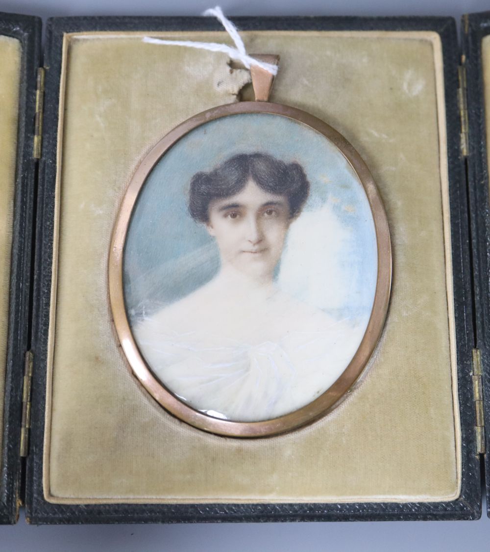 A miniature of a lady, cased